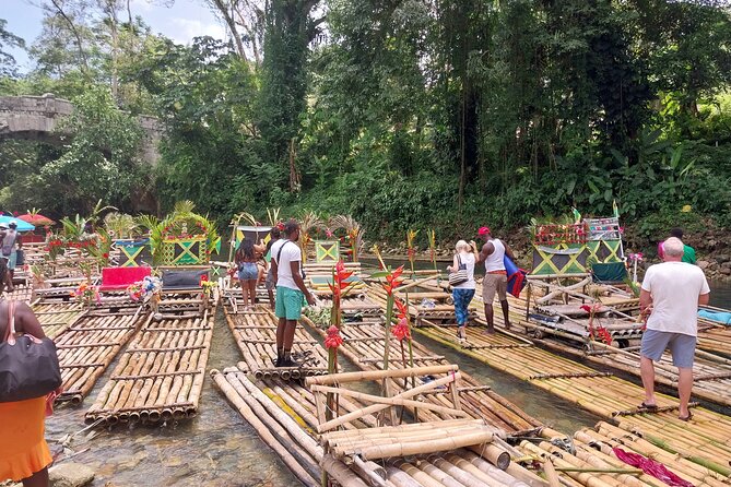 Private Bamboo River Raft with Limestone Massage in Montego Bay - Montego Bay pickup: AC comfort, Hip Strip views, and Wiltshire scenery